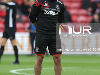 Middlesbrough's strength and conditioning coach John Thrower during the Sky Bet Championship match between Middlesbrough and Stoke City at t...