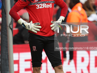 Sol Brynn of Middlesbrough warms up during the Sky Bet Championship match between Middlesbrough and Stoke City at the Riverside Stadium in M...