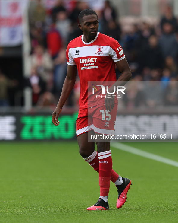 Anfernee Dijksteel of Middlesbrough during the Sky Bet Championship match between Middlesbrough and Stoke City at the Riverside Stadium in M...