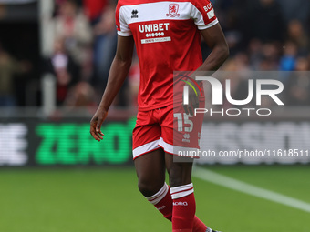 Anfernee Dijksteel of Middlesbrough during the Sky Bet Championship match between Middlesbrough and Stoke City at the Riverside Stadium in M...