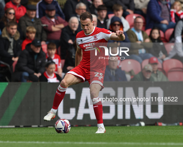 George Edmundson of Middlesbrough is in action during the Sky Bet Championship match between Middlesbrough and Stoke City at the Riverside S...