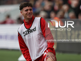 Middlesbrough's Law McCabe warms up during the Sky Bet Championship match between Middlesbrough and Stoke City at the Riverside Stadium in M...