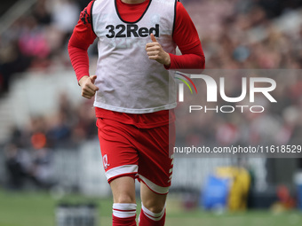 Rav van den Berg of Middlesbrough warms up during the Sky Bet Championship match between Middlesbrough and Stoke City at the Riverside Stadi...