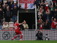 Middlesbrough's Ben Doak celebrates after scoring their first goal during the Sky Bet Championship match between Middlesbrough and Stoke Cit...