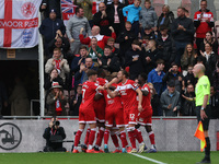 Middlesbrough's Ben Doak celebrates after scoring their first goal during the Sky Bet Championship match between Middlesbrough and Stoke Cit...