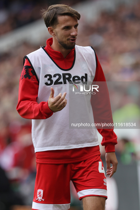 Dan Barlaser of Middlesbrough is in action during the Sky Bet Championship match between Middlesbrough and Stoke City at the Riverside Stadi...