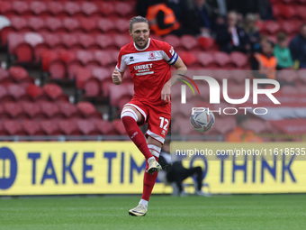 Luke Ayling of Middlesbrough is in action during the Sky Bet Championship match between Middlesbrough and Stoke City at the Riverside Stadiu...