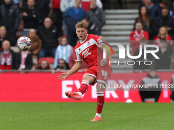 Aidan Morris of Middlesbrough is in action during the Sky Bet Championship match between Middlesbrough and Stoke City at the Riverside Stadi...