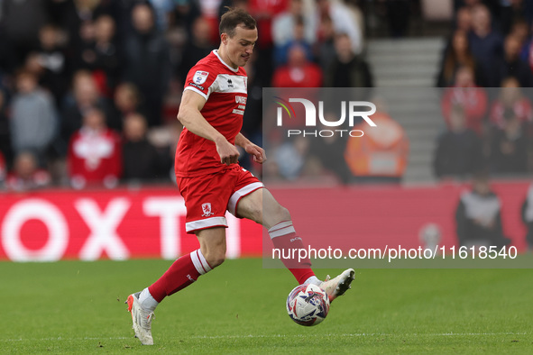 George Edmundson of Middlesbrough is in action during the Sky Bet Championship match between Middlesbrough and Stoke City at the Riverside S...