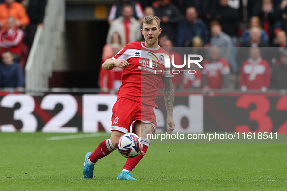 Riley McGree of Middlesbrough during the Sky Bet Championship match between Middlesbrough and Stoke City at the Riverside Stadium in Middles...