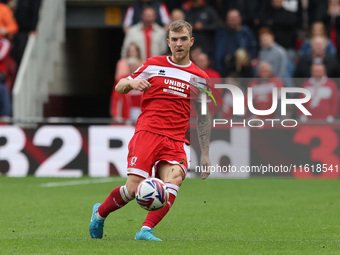 Riley McGree of Middlesbrough during the Sky Bet Championship match between Middlesbrough and Stoke City at the Riverside Stadium in Middles...