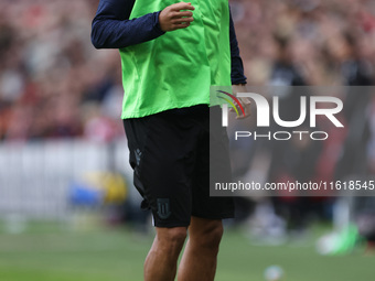 Stoke City's Andres Vidigal warms up during the Sky Bet Championship match between Middlesbrough and Stoke City at the Riverside Stadium in...