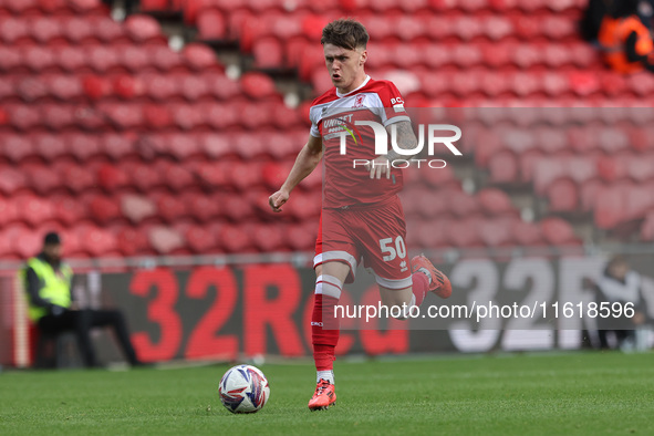 Ben Doak of Middlesbrough is in action during the Sky Bet Championship match between Middlesbrough and Stoke City at the Riverside Stadium i...