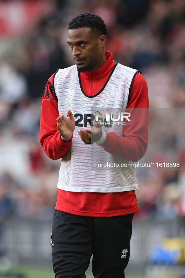 Delano Burgzorg of Middlesbrough during the Sky Bet Championship match between Middlesbrough and Stoke City at the Riverside Stadium in Midd...