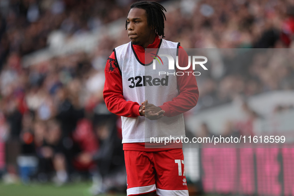 Micah Hamilton of Middlesbrough during the Sky Bet Championship match between Middlesbrough and Stoke City at the Riverside Stadium in Middl...