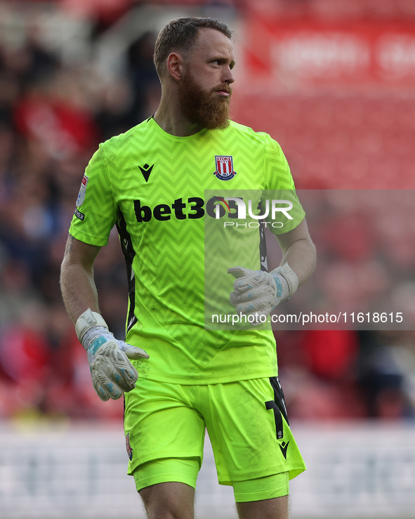 Viktor Johansson of Stoke City is in action during the Sky Bet Championship match between Middlesbrough and Stoke City at the Riverside Stad...