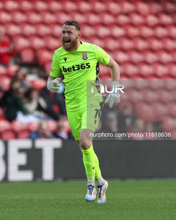 Viktor Johansson of Stoke City is in action during the Sky Bet Championship match between Middlesbrough and Stoke City at the Riverside Stad...