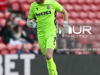 Viktor Johansson of Stoke City is in action during the Sky Bet Championship match between Middlesbrough and Stoke City at the Riverside Stad...