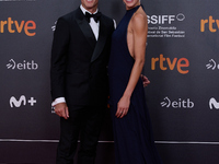 Laura Sanchez and Manuel Escribano attend the closing red carpet during the 72nd edition of the San Sebastian International Film Festival in...