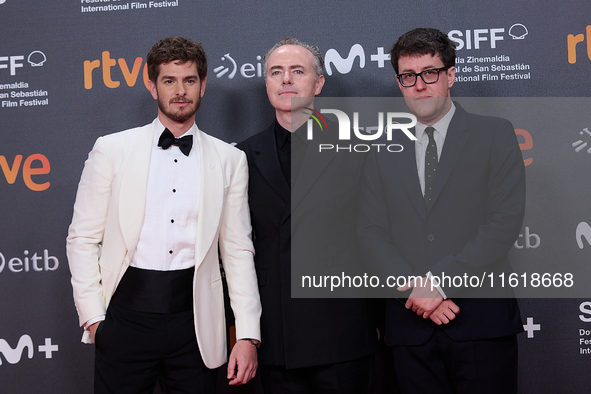 Andrew Garfield and John Crowley attend the closing red carpet during the 72nd edition of the San Sebastian International Film Festival in S...