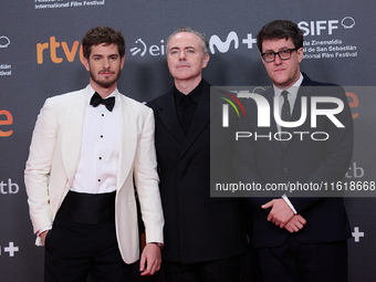 Andrew Garfield and John Crowley attend the closing red carpet during the 72nd edition of the San Sebastian International Film Festival in S...