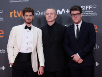 Andrew Garfield and John Crowley attend the closing red carpet during the 72nd edition of the San Sebastian International Film Festival in S...