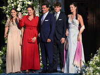 Princess Alexia of Greece and Carlos Morales Quintana with their children Ana Maria Morales, Amelia Morales, and Carlos Morales arrive at th...