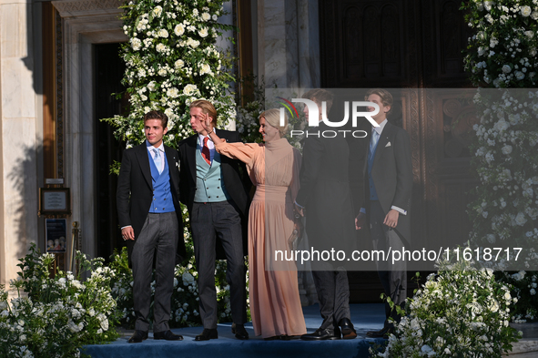 Crown Princess Marie-Chantal of Greece with her children Prince Constantine-Alexios, Prince Achileas-Andreas, Prince Odysseas-Kimon, and Pri...