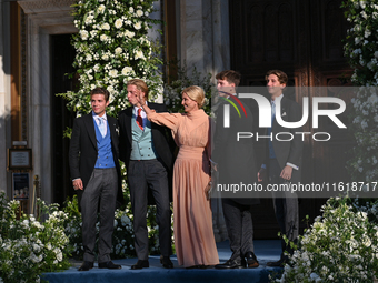 Crown Princess Marie-Chantal of Greece with her children Prince Constantine-Alexios, Prince Achileas-Andreas, Prince Odysseas-Kimon, and Pri...