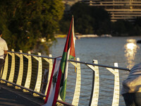 On September 28, 2024, in Washington, DC, a group of 100 protesters gathers at Georgetown Waterfront to protest the war on Palestine in Gaza...