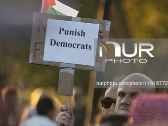 On September 28, 2024, in Washington, DC, a group of 100 protesters gathers at Georgetown Waterfront to protest the war on Palestine in Gaza...