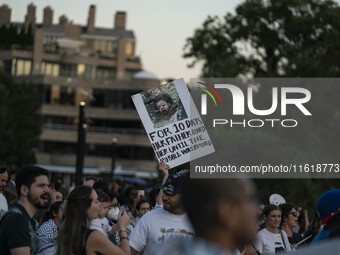 On September 28, 2024, in Washington, DC, a group of 100 protesters gathers at Georgetown Waterfront to protest the war on Palestine in Gaza...