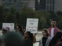 On September 28, 2024, in Washington, DC, a group of 100 protesters gathers at Georgetown Waterfront to protest the war on Palestine in Gaza...