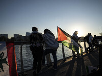 On September 28, 2024, in Washington, DC, a group of 100 protesters gathers at Georgetown Waterfront to protest the war on Palestine in Gaza...