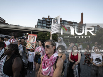 On September 28, 2024, in Washington, DC, a group of 100 protesters gathers at Georgetown Waterfront to protest the war on Palestine in Gaza...