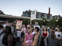 On September 28, 2024, in Washington, DC, a group of 100 protesters gathers at Georgetown Waterfront to protest the war on Palestine in Gaza...