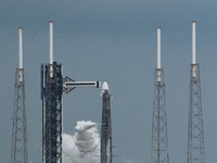 SpaceX Falcon 9 carrying Crew 9 fuels before launch (