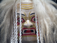 Tibetan opera masks are displayed at the Tibetan Sho Dun Festival at the Tibet Museum in Lhasa, Tibet, China, on August 8, 2024. (