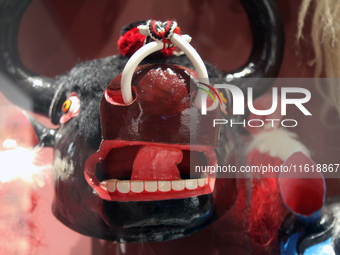 Tibetan opera masks are displayed at the Tibetan Sho Dun Festival at the Tibet Museum in Lhasa, Tibet, China, on August 8, 2024. (