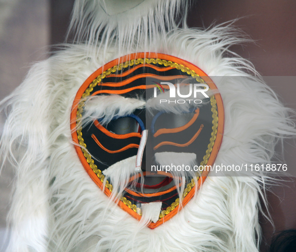 Tibetan opera masks are displayed at the Tibetan Sho Dun Festival at the Tibet Museum in Lhasa, Tibet, China, on August 8, 2024. 