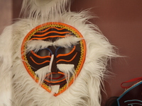 Tibetan opera masks are displayed at the Tibetan Sho Dun Festival at the Tibet Museum in Lhasa, Tibet, China, on August 8, 2024. (