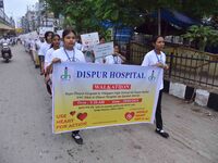 Students participate during World Heart Day rally in Guwahati, India, on September 29, 2024. (