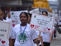 Students participate during World Heart Day rally in Guwahati, India, on September 29, 2024. (