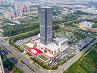 A photo taken on September 27, 2024, shows the office building of Shuanghui headquarters in Luohe, China, on September 27, 2024. (