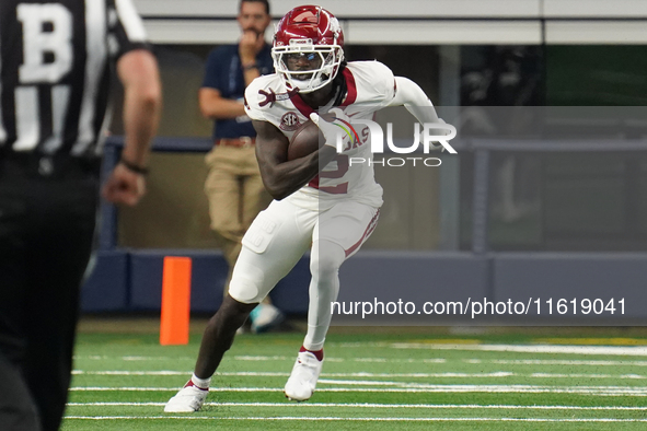 Arkansas Razorbacks wide receiver Andrew Armstrong #2 runs the ball against Texas A&M during the Southwest Classic match between the Arkansa...