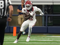 Arkansas Razorbacks wide receiver Andrew Armstrong #2 runs the ball against Texas A&M during the Southwest Classic match between the Arkansa...