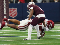 Arkansas Razorbacks running back Ja'Quinden Jackson #22 catches the ball against Texas A&M Aggies during the Southwest Classic match between...