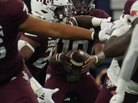 Texas A&M Aggies quarterback Marcel Reed #10 looks to pass the ball against the Arkansas Razorbacks during the Southwest Classic match betwe...