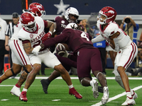 Texas A&M Aggies wide receiver Micah Tease #4 catches the ball against the Arkansas Razorbacks during the Southwest Classic match between th...