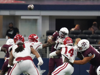 Texas A&M Aggies quarterback Marcel Reed #10 passes the ball against the Arkansas Razorbacks during the Southwest Classic match between the...